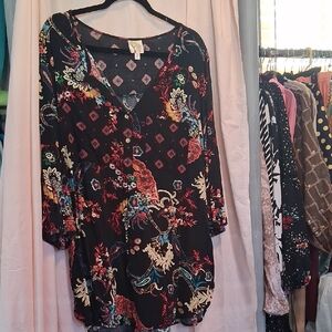 Fig and Flower Multicolor Floral Blouses  2X $18.